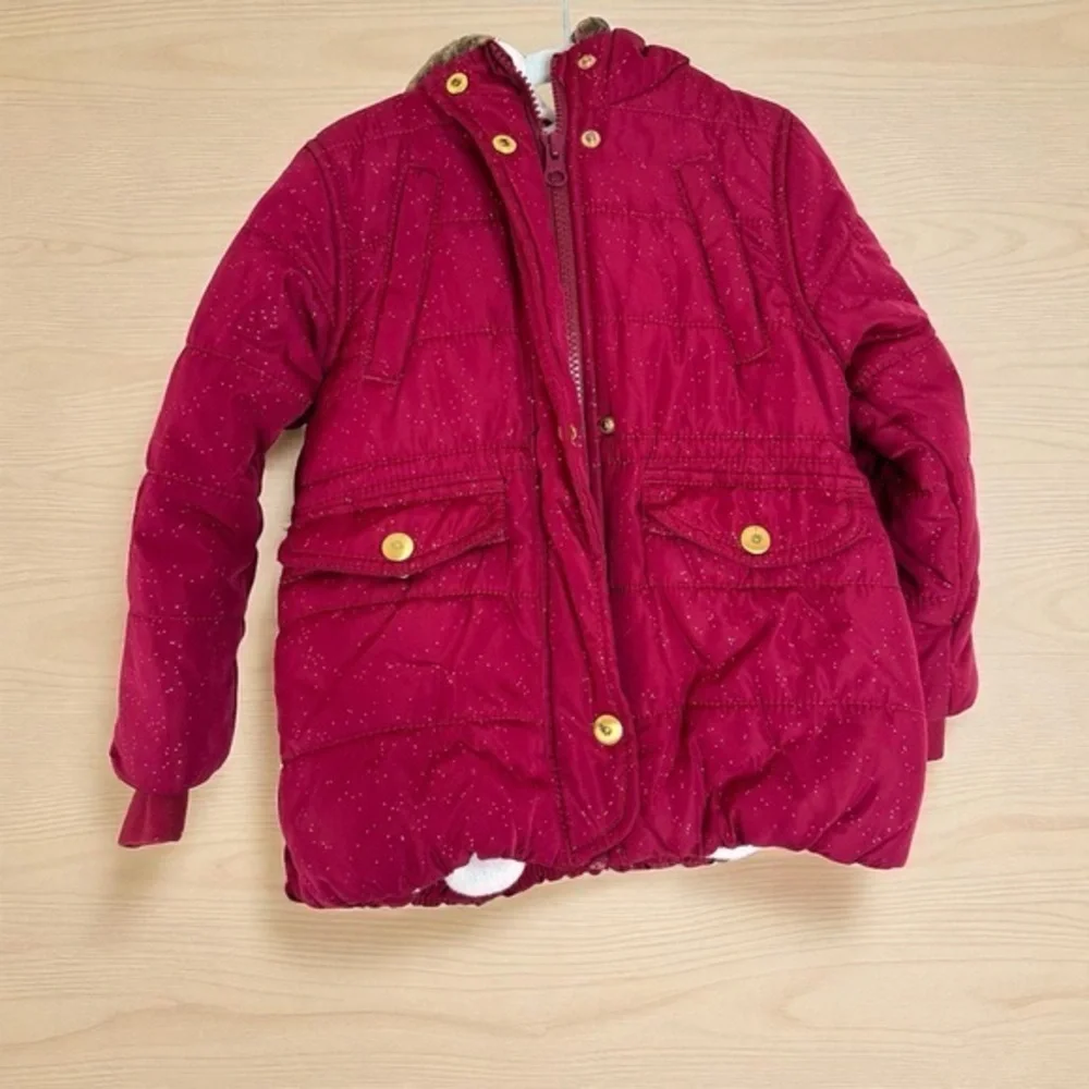 Carter's Kids Red Quilted Lined Hooded Jacket 3T Girls